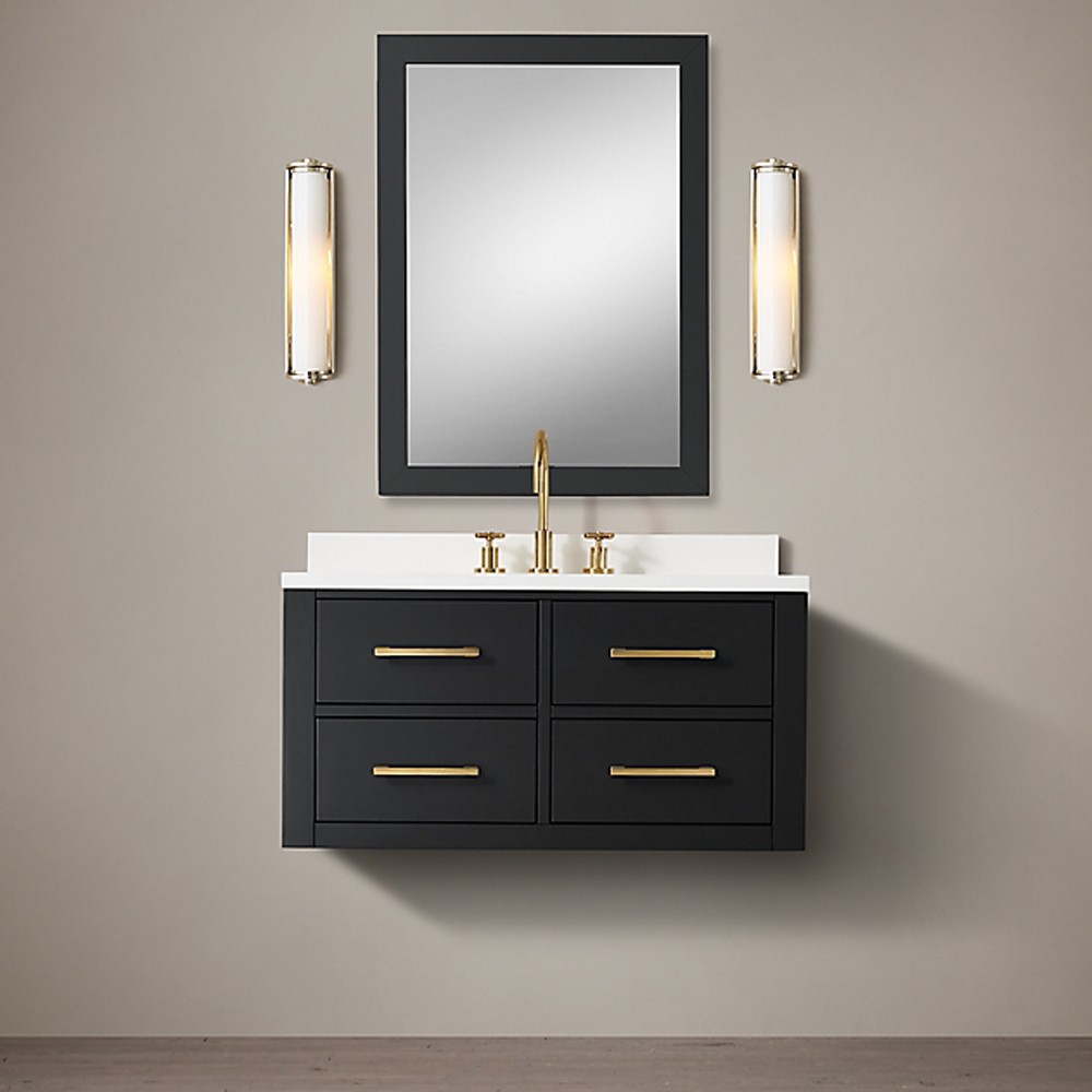 48 Inch Wood Black Bathroom Vanity Set