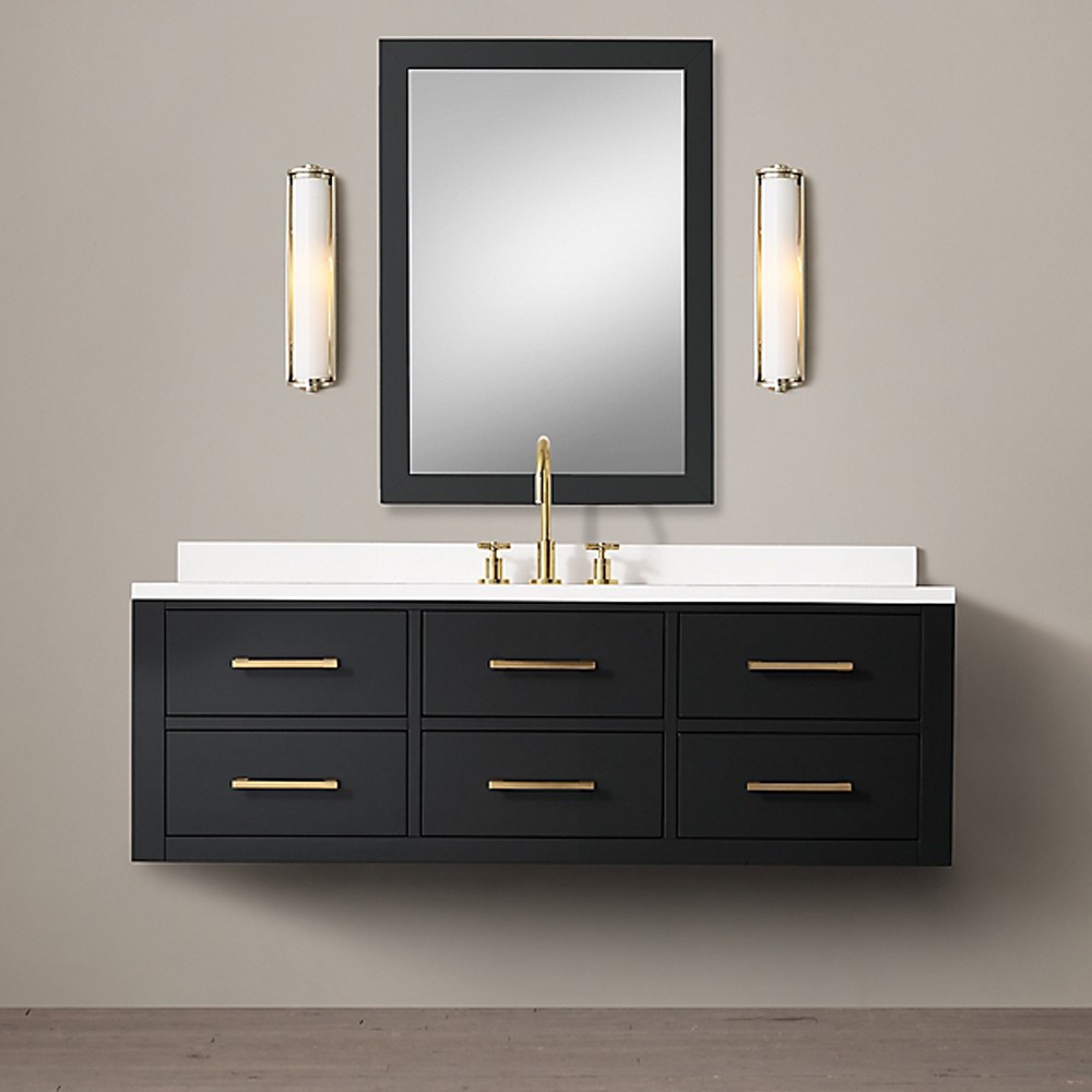 48 Inch Wood Black Bathroom Vanity Set