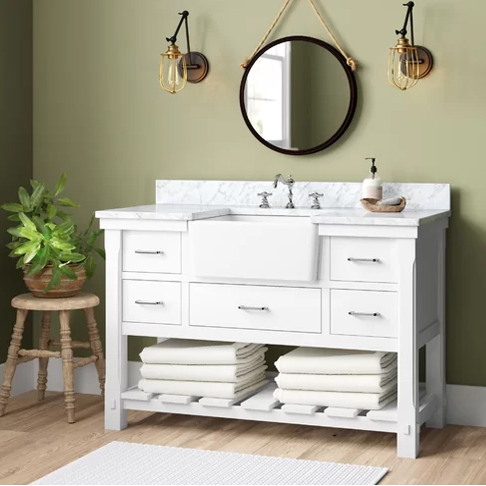 Supply White Restroom Bathroom Sink Vanity Cabinet Factory Quotes - OEM