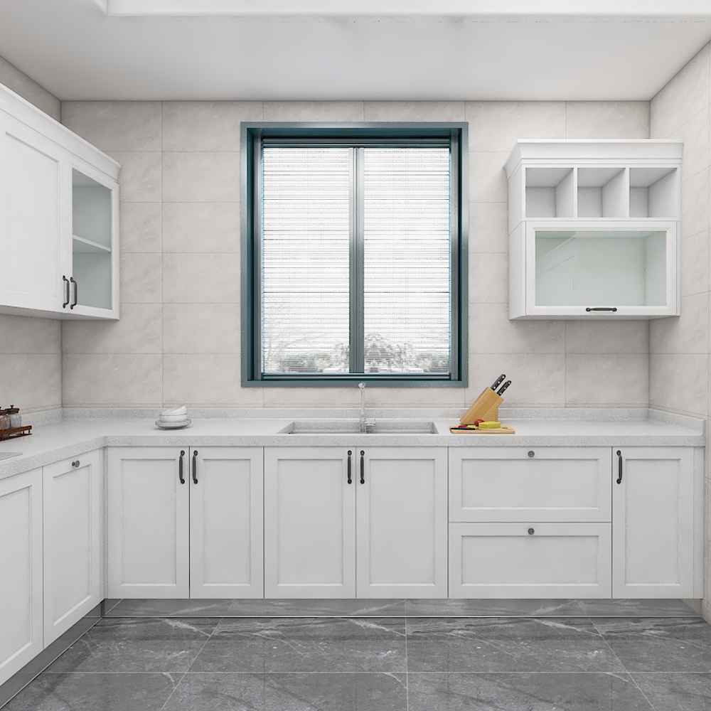 Maple Modular Kitchen Cabinets With Windows