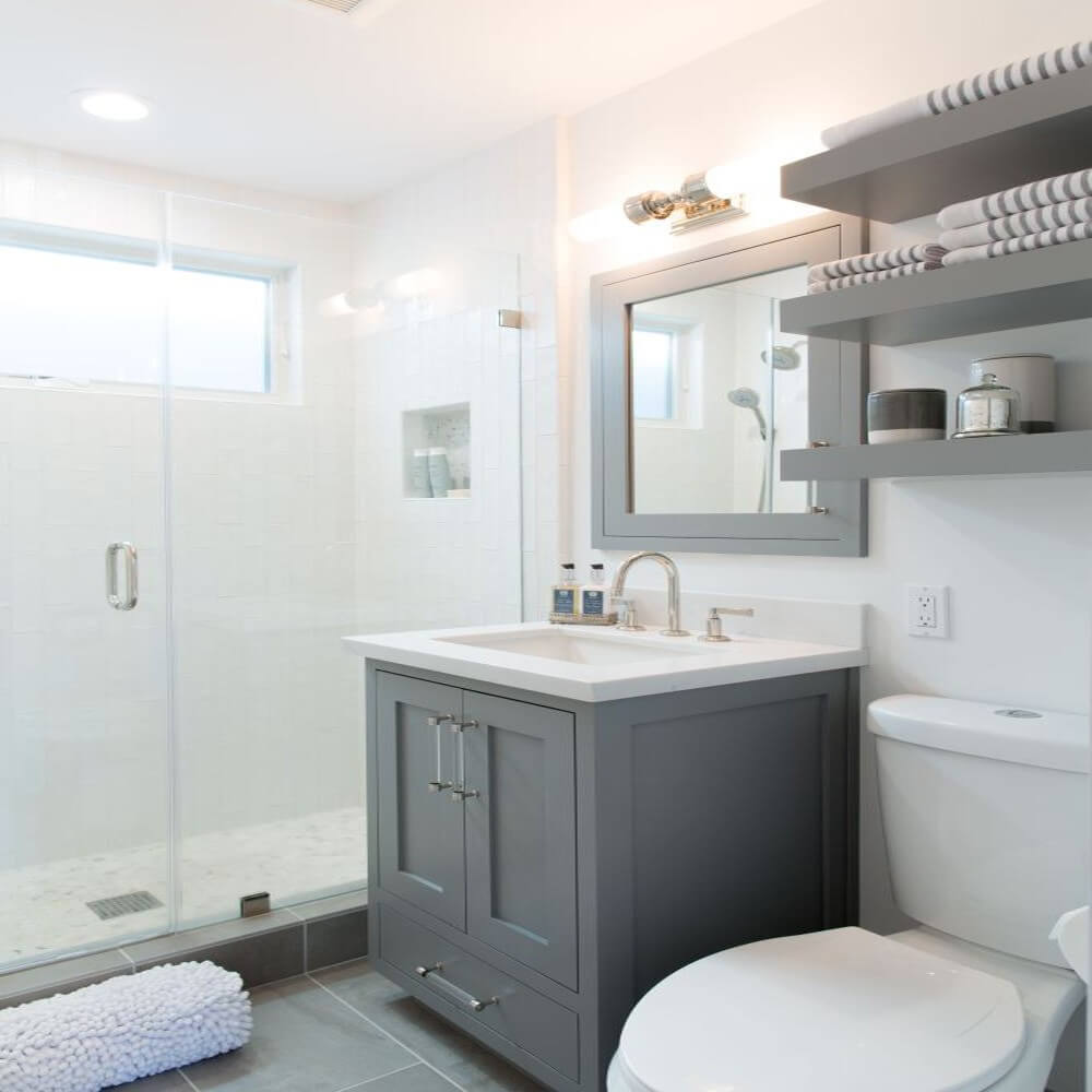 新しいシェーカー エスプレッソ大理石のバスルームの洗面化粧台のデザイン