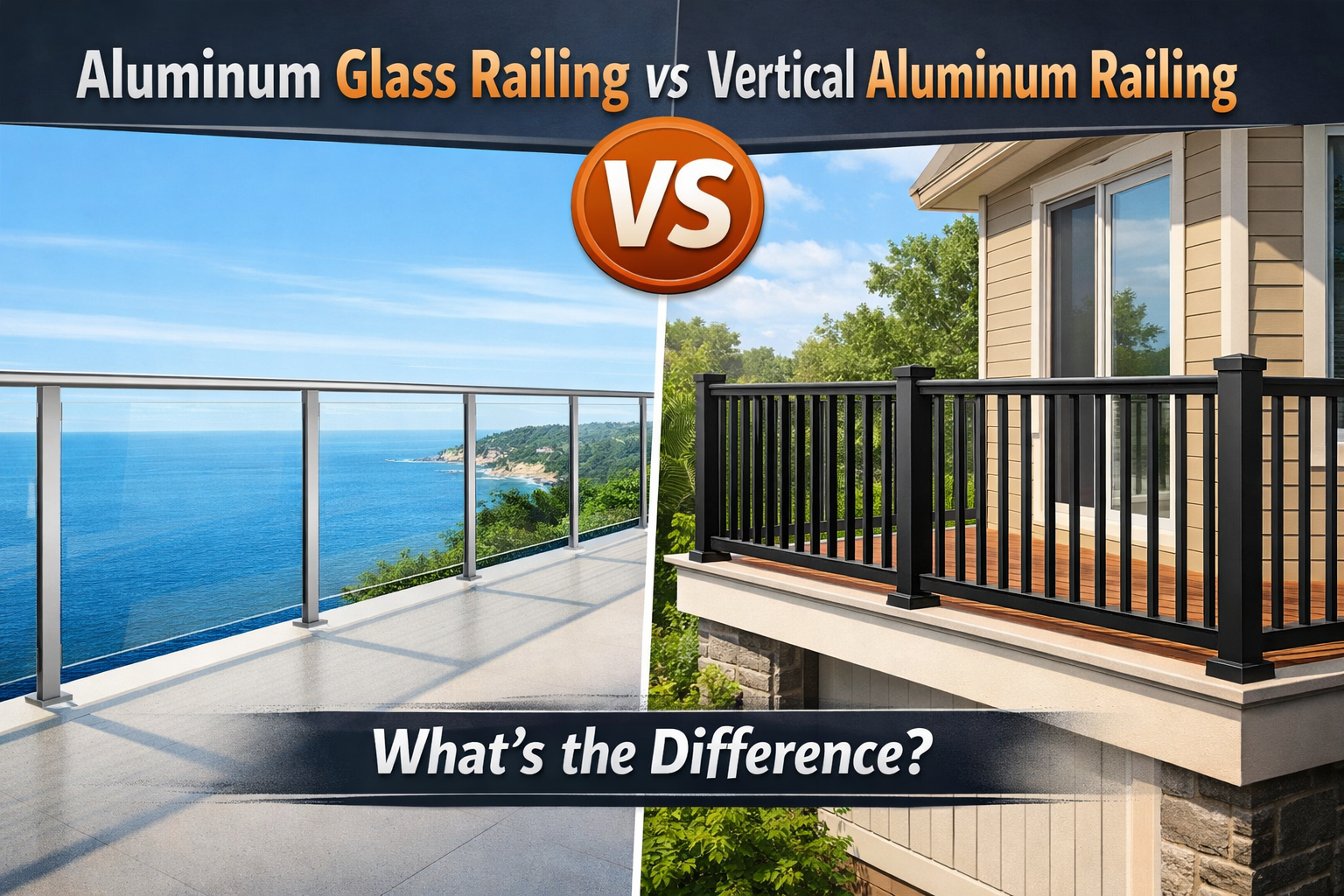 Aluminum Glass Railing vs Vertical Aluminum Railing: What’s the Difference?