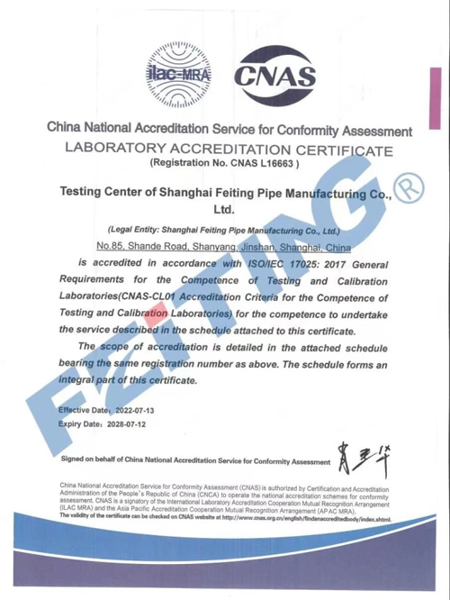 Matagumpay na nakakuha ng CNAS laboratory accreditation certificate ang FEITING