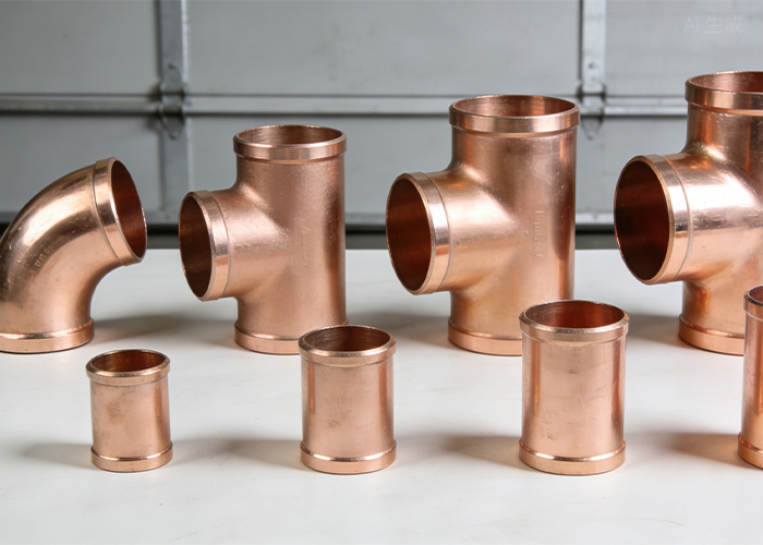 Conexões de solda de topo em cobre-níquel para uso marítimo.