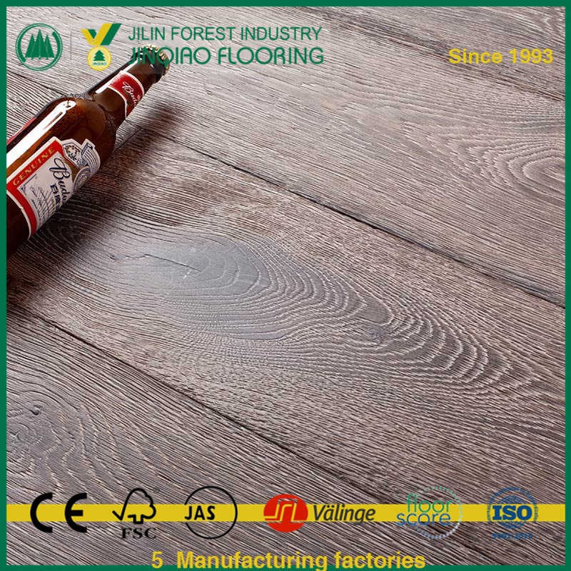 Reactive Chemical Brushed UV Lacquered Oak Flooring