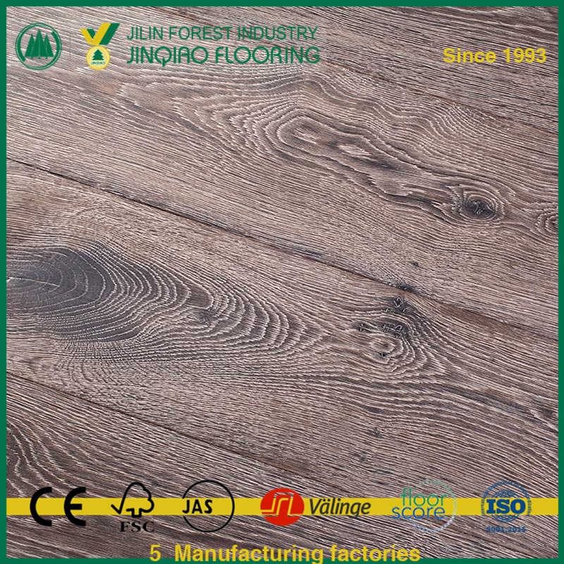 Reactive Chemical Brushed UV Lacquered Oak Flooring