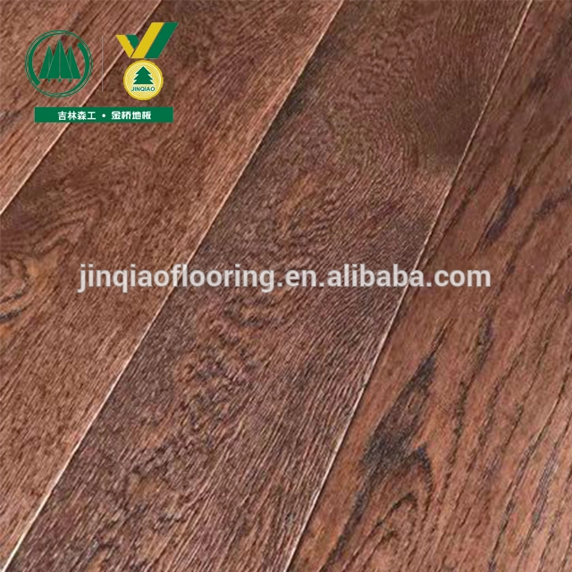 Oak Stained Color HDF Core Brushed Flooring