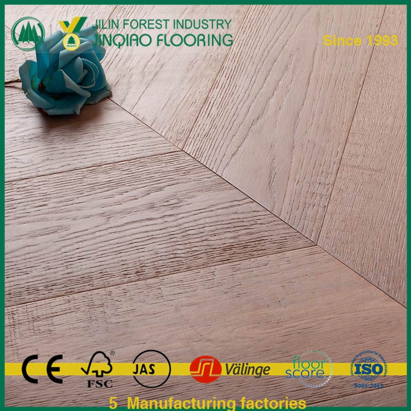 Oak Chevron Saw Marks Stained Multi-layer Flooring