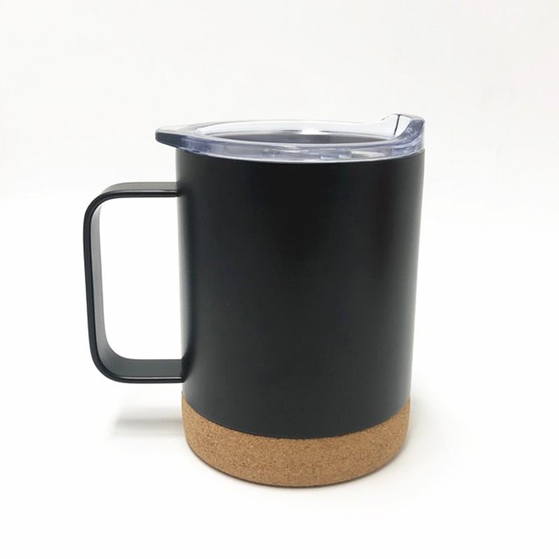 Cork Bottom Coffee Mug Stainless Steel Vacuum Double Wall Insulated Travel  Coffee Camping Mug With Handle