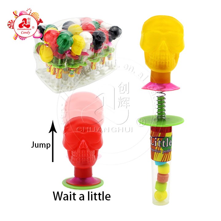 Supply Spring Bounce Skull toys with pressed candy jumping toy CH 