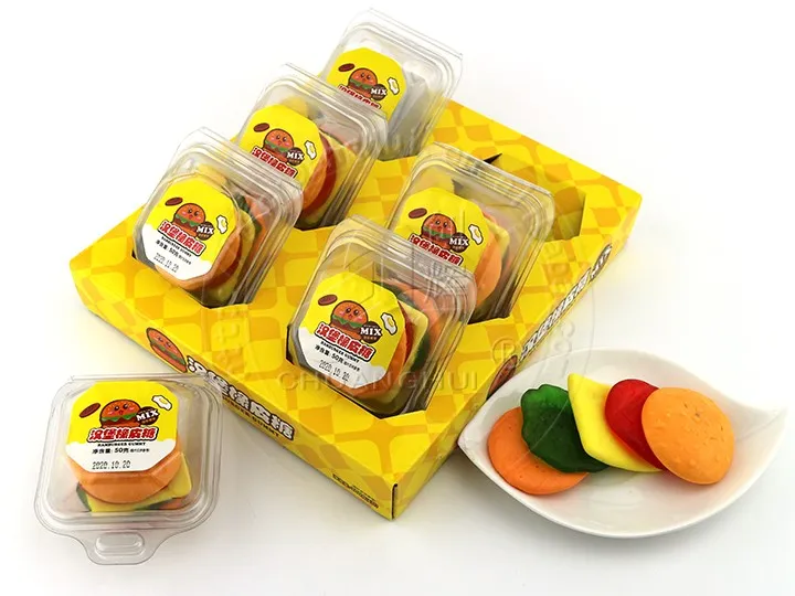 Caramelo blando de la hamburguesa del sabor de la fruta Halal Caramelo gomoso en forma de hamburguesa grande