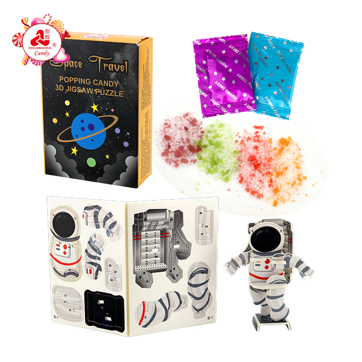 2022 لعبة ألغاز ورقية جديدة ثلاثية الأبعاد مع صندوق سر للسفر في الفضاء مع حلوى تفرقع