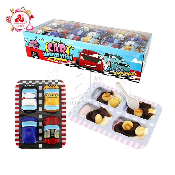 Chocolat de voiture de mobilisation de dessin animé 4 en 1 avec boule de biscuit