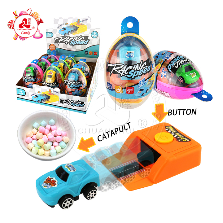 Juguete de huevo sorpresa, mini coche de eyección de plástico, coche de catapulta, juguete de huevo, caramelo