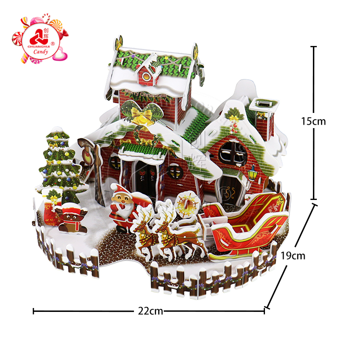 Puzzle en mousse de maison de Noël de dessin animé, puzzle en papier 3D de Noël