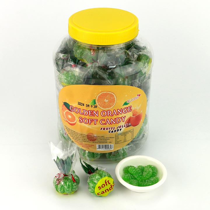 Supply Halal sweet Orange shape soft gummy candy Orange chewy soft