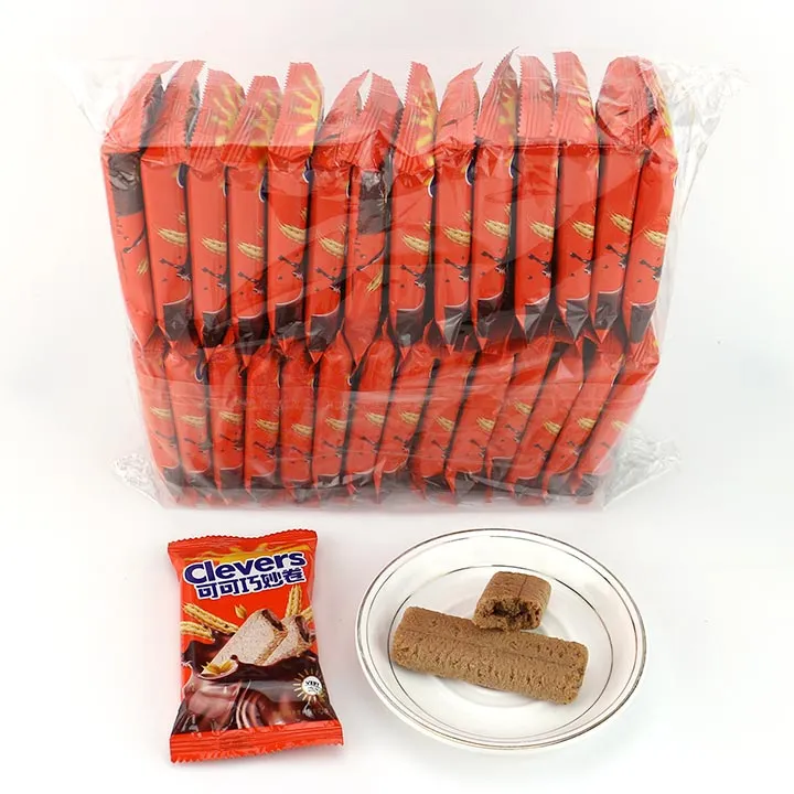 Barritas de cereales crujientes Obleas de sándwich ricas en chocolate rellenas de mermelada