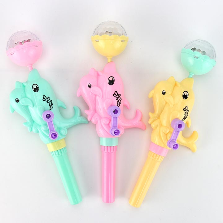 ของเล่นรูปปลาโลมาแสนสนุกพร้อมลูกกวาดเรืองแสงหมุนได้