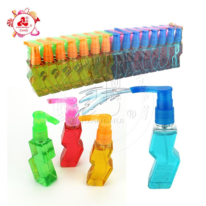 Supply Halal lightning shape bottle spray candy fruit flavor