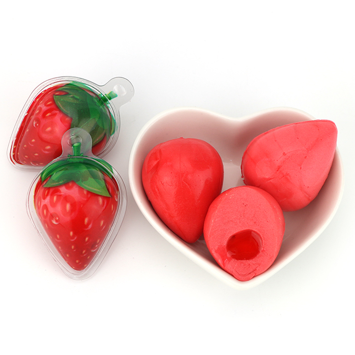 Supply Hot sale Strawberry shaped soft gummy candy filled