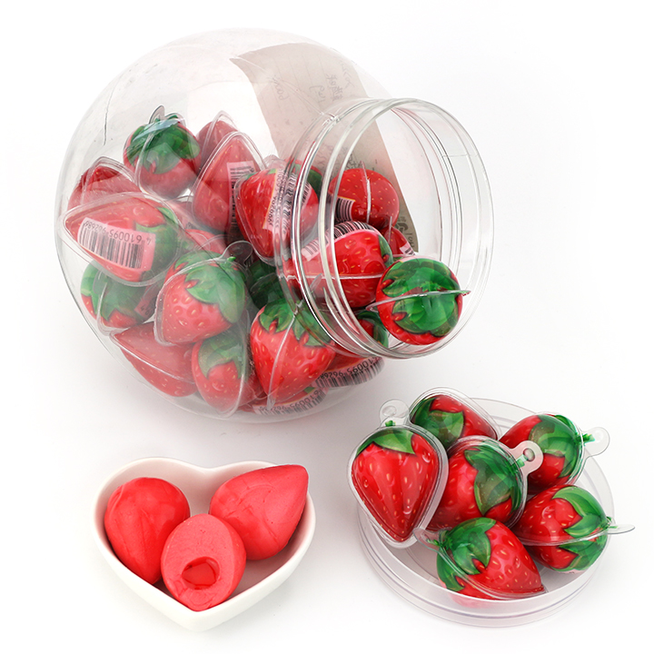 Supply Hot sale Strawberry shaped soft gummy candy filled