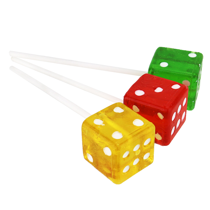 Supply Colorful cube shaped 28g Dice lollipop hard candy CH