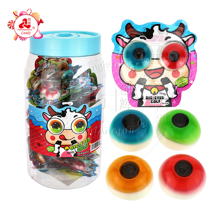 Supply Cartoon Cow Big Eye Gummy Candy Fruit Flavor Eyeball Shape 