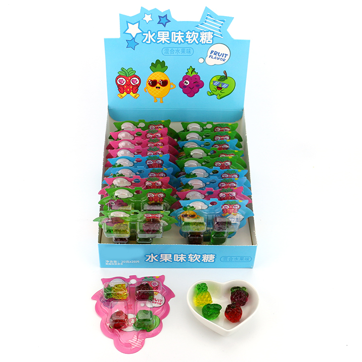 Supply Boxed 4 in 1 crystal mixed fruits shaped soft gummy