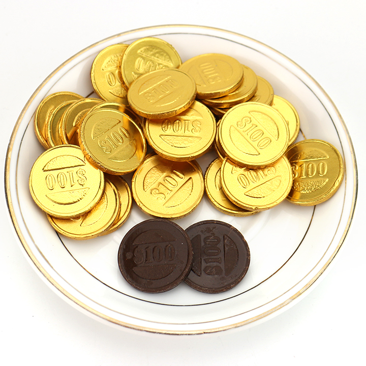 Supply 100pcs gold coin shape choco round chocolate coin in
