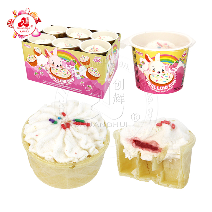 Supply Cupcake Marshmallow mini cup cake shape crispy jam filled