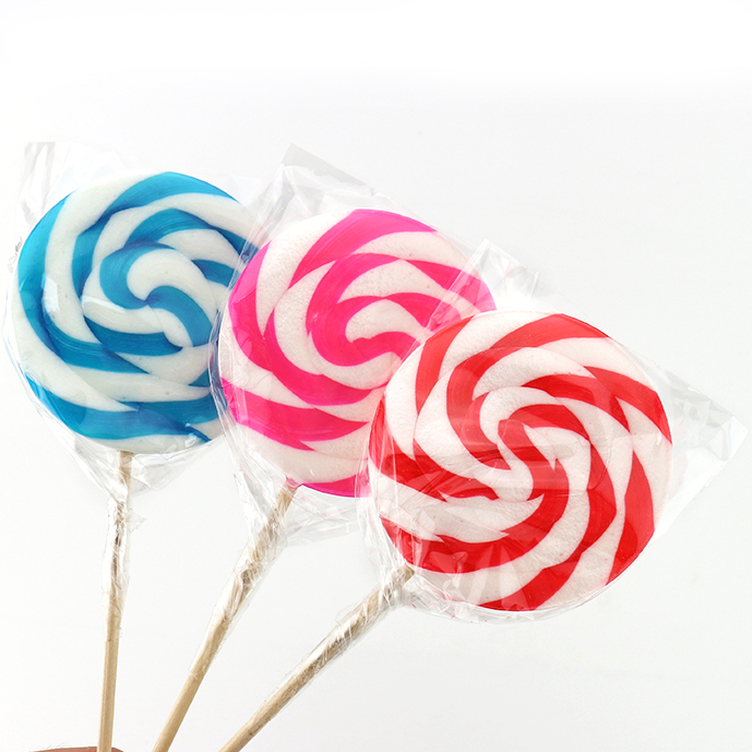 Supply Halal rainbow swirly roll flat lollipop CH-H067