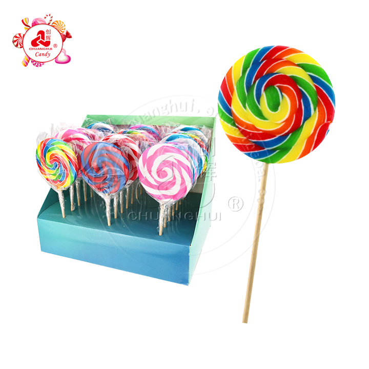 Colorful handmade round rainbow swirl flat lollipops CH-H064