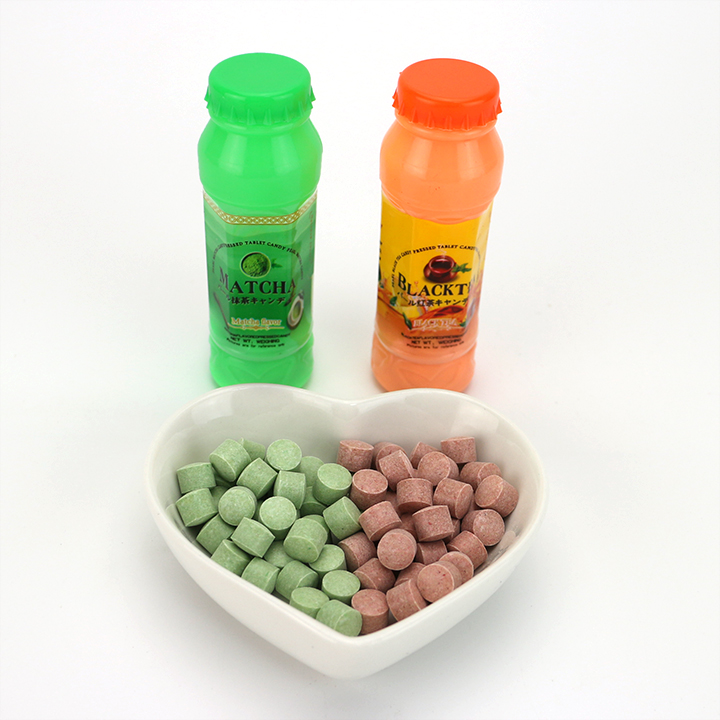 Small bottled matcha and black tea flavored mini pressed tablet candy CH-N610