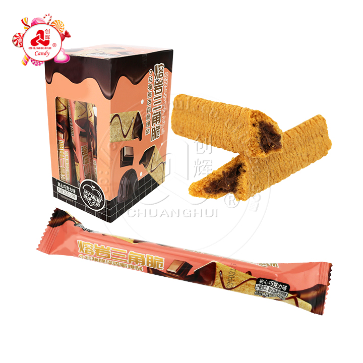 Triangle crispy wafer biscuit stick with milk, chocolate jam filled CH-D090