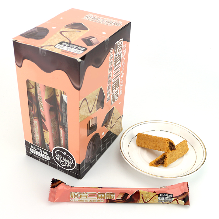 Triangle crispy wafer biscuit stick with milk, chocolate jam filled CH-D090