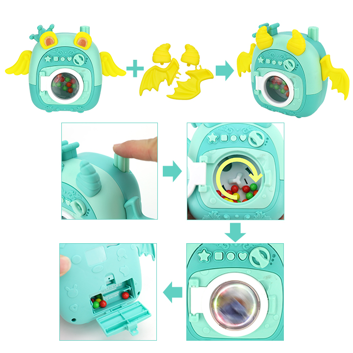 LED rotating flash home appliances toys mini washing machine toy candy with game set CH-TB175