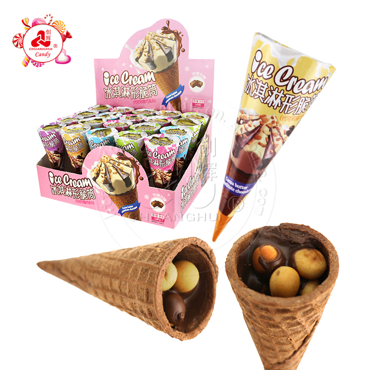 Supply Crispy ice cream cone shaped chocolate biscuit ball wafer