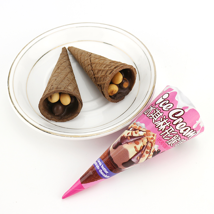 Crispy ice cream cone shaped chocolate biscuit ball wafer cookies cone CH-D094
