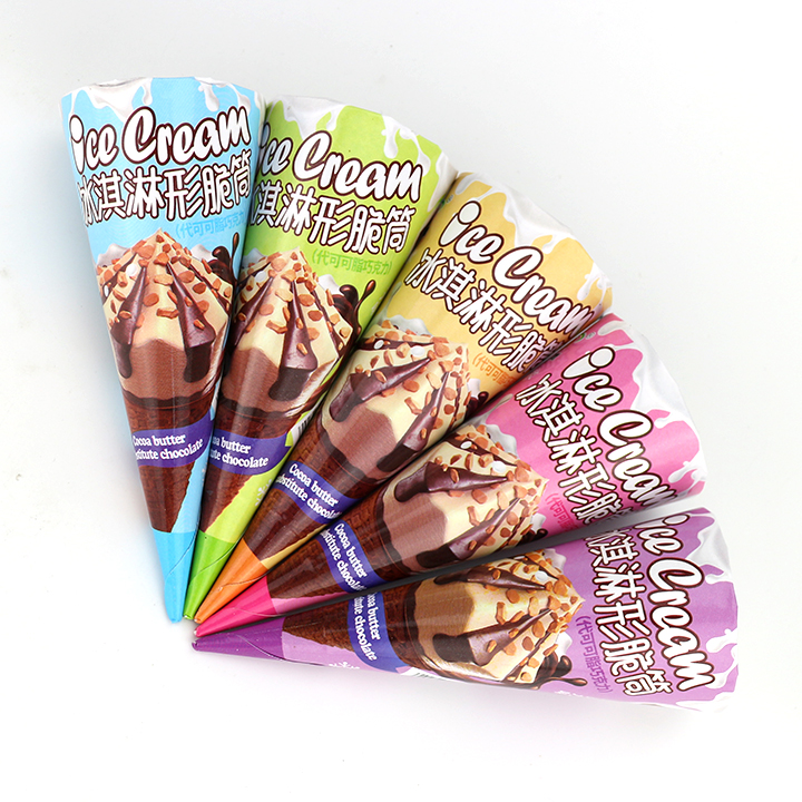 Crispy ice cream cone shaped chocolate biscuit ball wafer cookies cone CH-D094