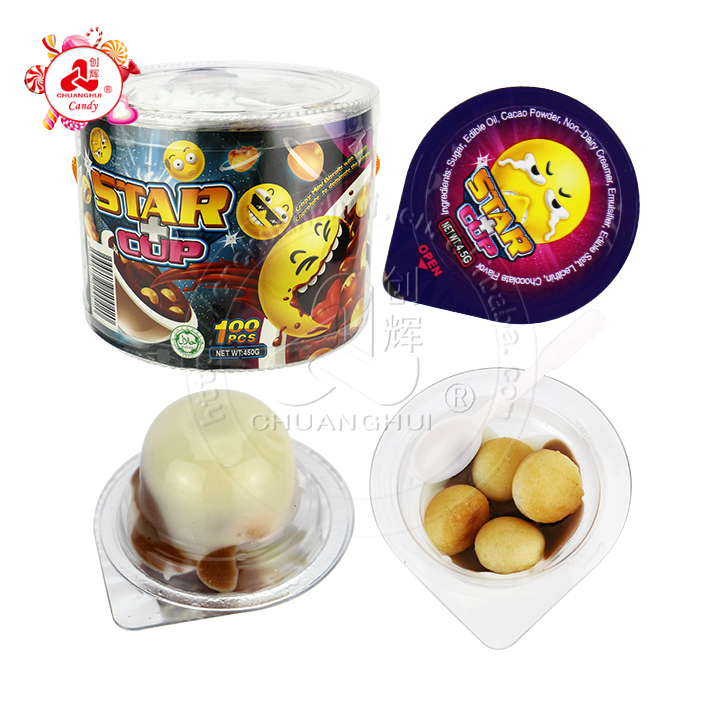 4.2g mini chocolate with biscuit ball Star cup CH-BC099-2