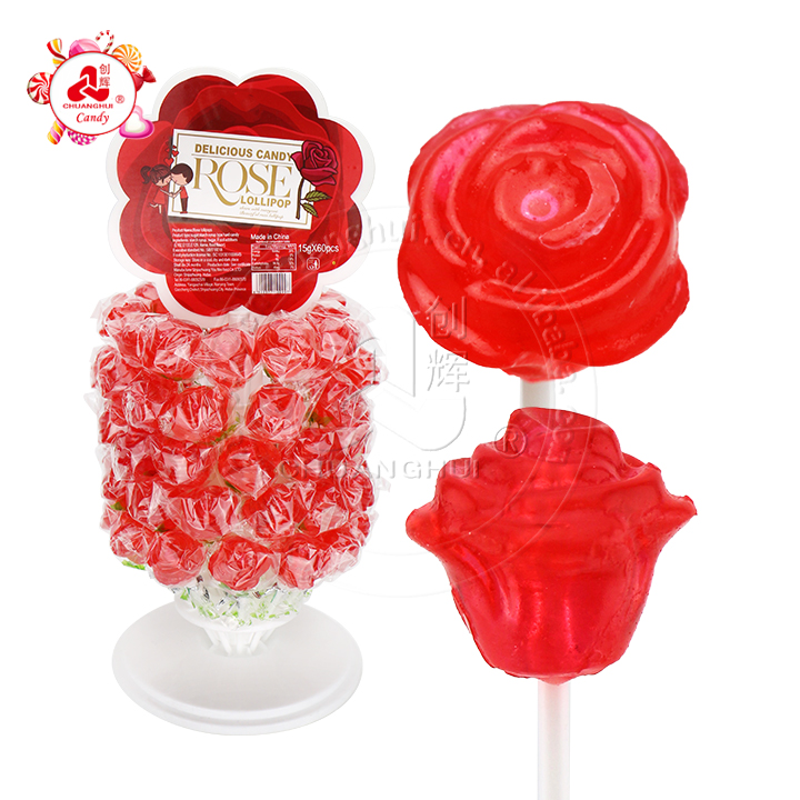 Rose Lollipop Candy Valentine's Day flower shape lollipop in tree shelf CH-BP068