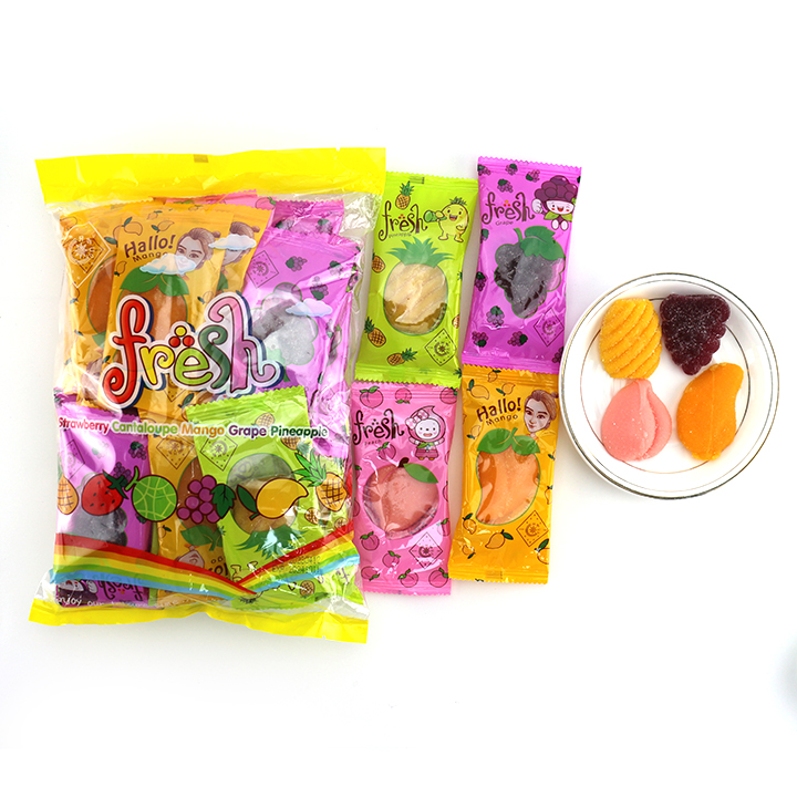 Supply 500g 4 fruits shape jelly soft gummy candy in bag