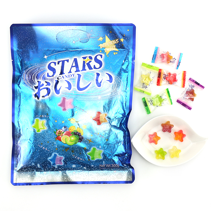 Supply 300g Double color fruit flavor Pentagram Mini Star shape 