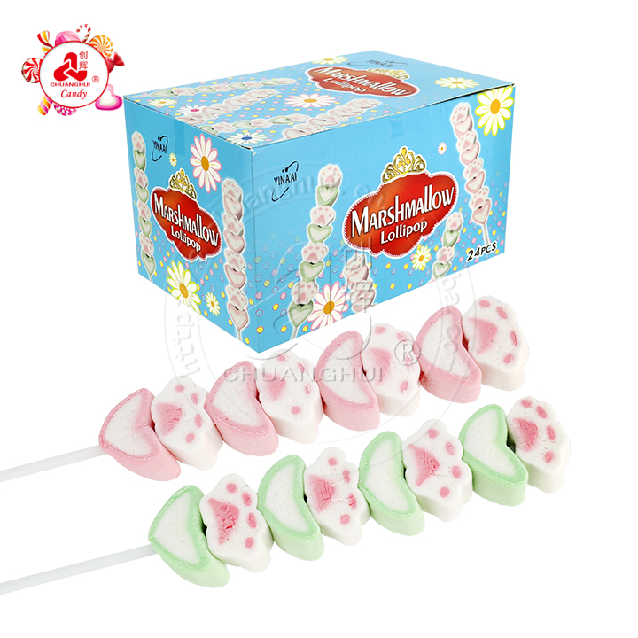 Cartoon Marshmallow Lollipop string love heart and paw shape marshmallow candy CH-M135