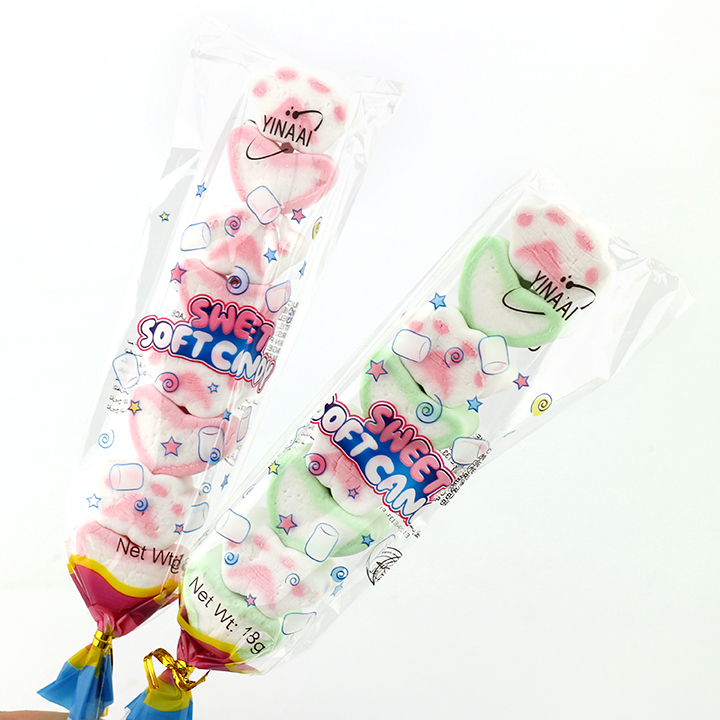 Cartoon Marshmallow Lollipop string love heart and paw shape marshmallow candy CH-M135