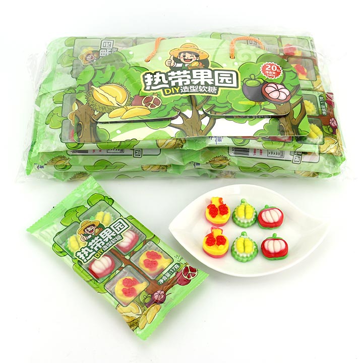3D cartoon durian, pomegranate, mangosteen fruit shaped soft candy CH-J422