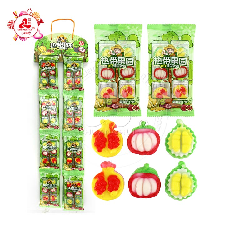 3D cartoon durian, pomegranate, mangosteen fruit shaped soft candy CH-J422