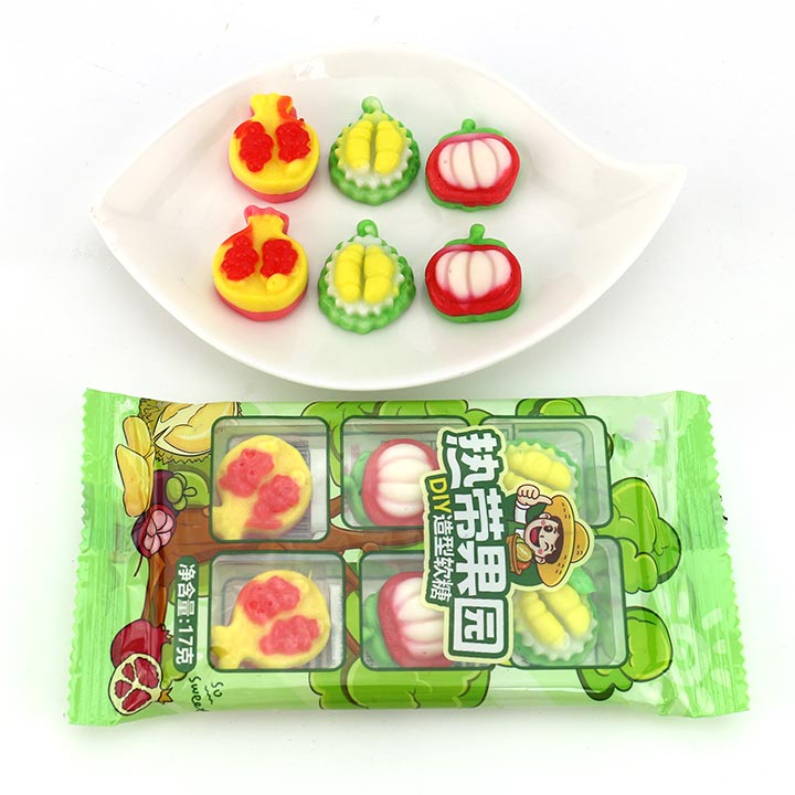 3D cartoon durian, pomegranate, mangosteen fruit shaped soft candy CH-J422
