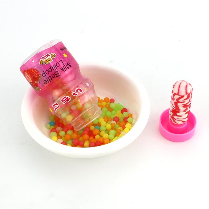Bottled fruit flavored twist lollipop and mini pearl candy CH-N627