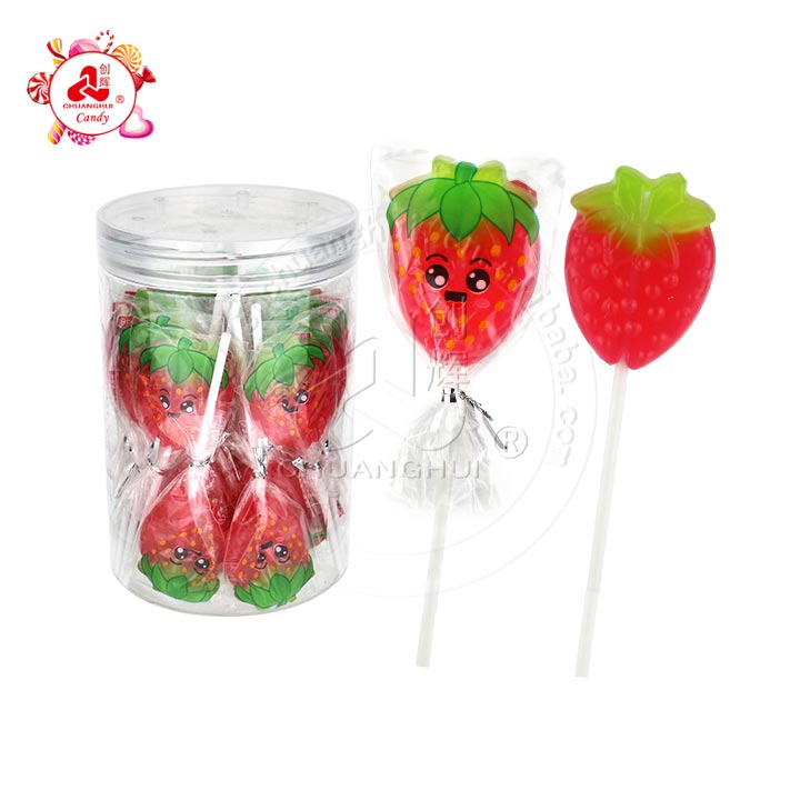 Halal strawberry shape lollipop hard candy CH-BP078